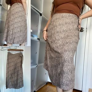 Leopard print wrap midi skirt